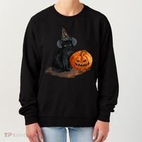 Halloween Pumpkin Black Cat Women's Sweatshirt thumb 0