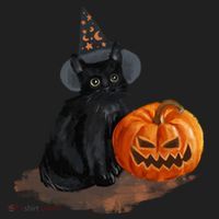 Halloween Pumpkin Black Cat Women's Sweatshirt thumb 2