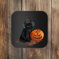 Halloween Pumpkin Black Cat Coaster thumb 0