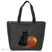 Halloween Pumpkin Black Cat Tote Bag thumb 0