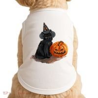Halloween Pumpkin Black Cat Doggie Tank thumb 0