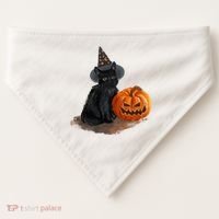 Halloween Pumpkin Black Cat USA-Made Doggie Bandana thumb 0