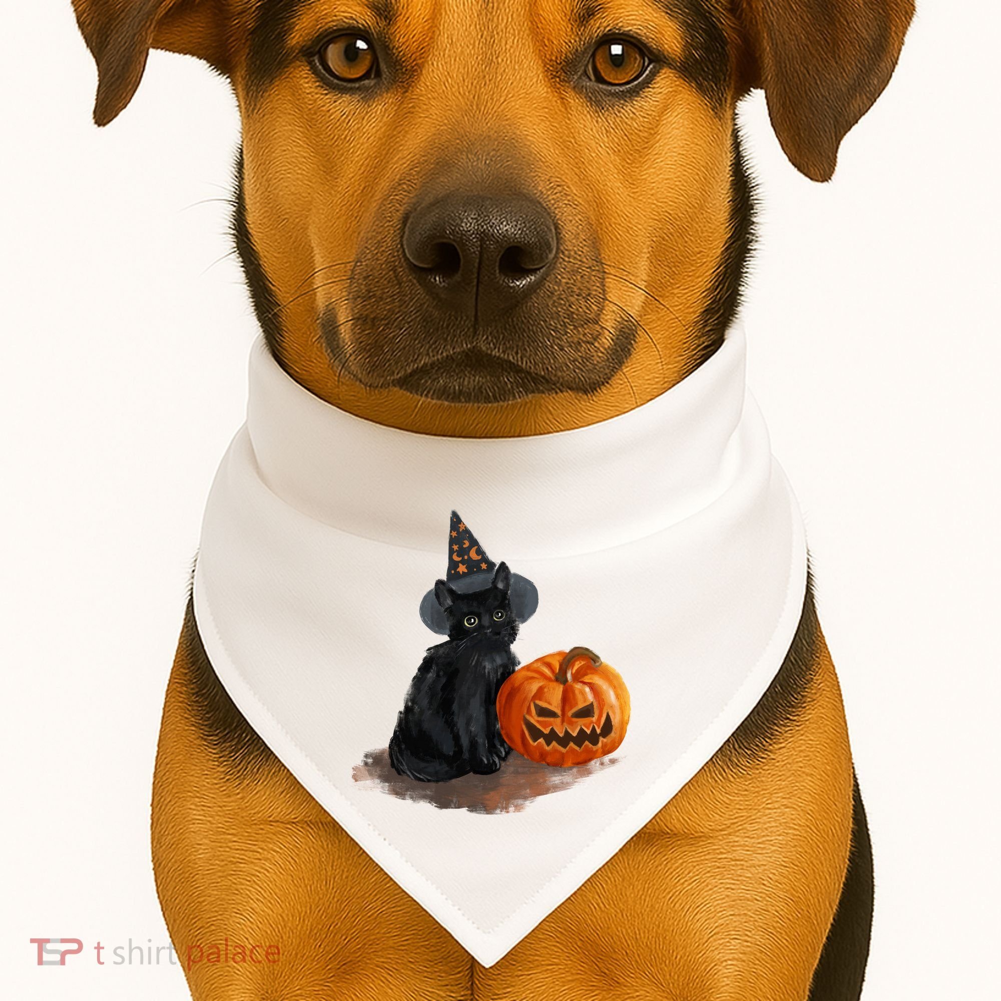 Halloween Pumpkin Black Cat USA-Made Doggie Bandana