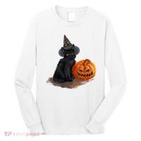 Halloween Pumpkin Black Cat Long Sleeve Shirt thumb 0
