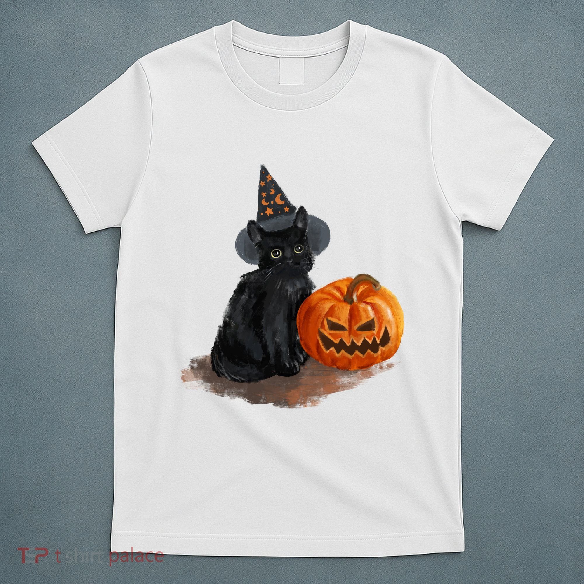 Halloween Pumpkin Black Cat T-Shirt