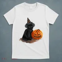 Halloween Pumpkin Black Cat T-Shirt thumb 5