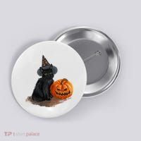 Halloween Pumpkin Black Cat Button thumb 0