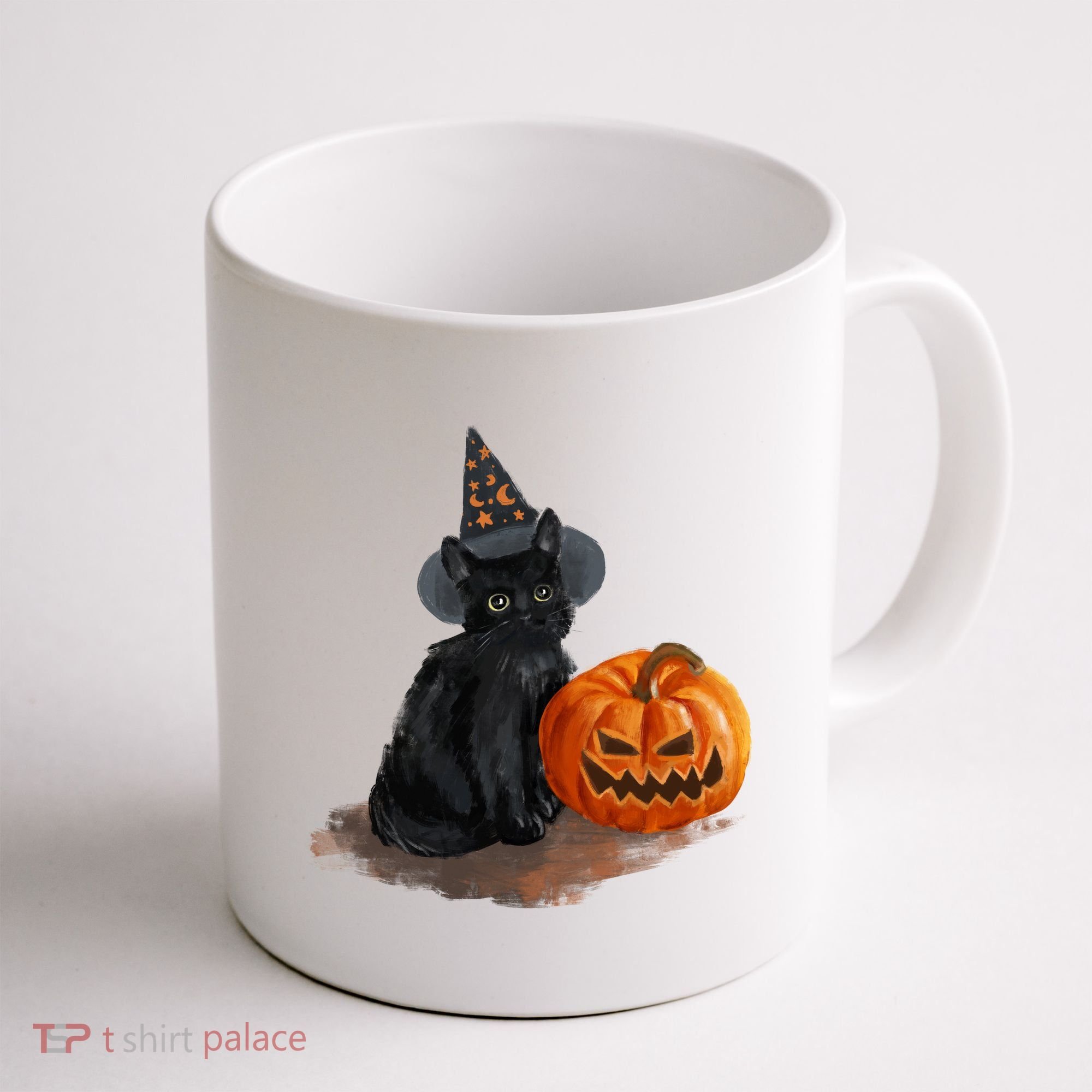 Halloween Pumpkin Black Cat Coffee Mug