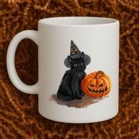 Halloween Pumpkin Black Cat Coffee Mug thumb 2