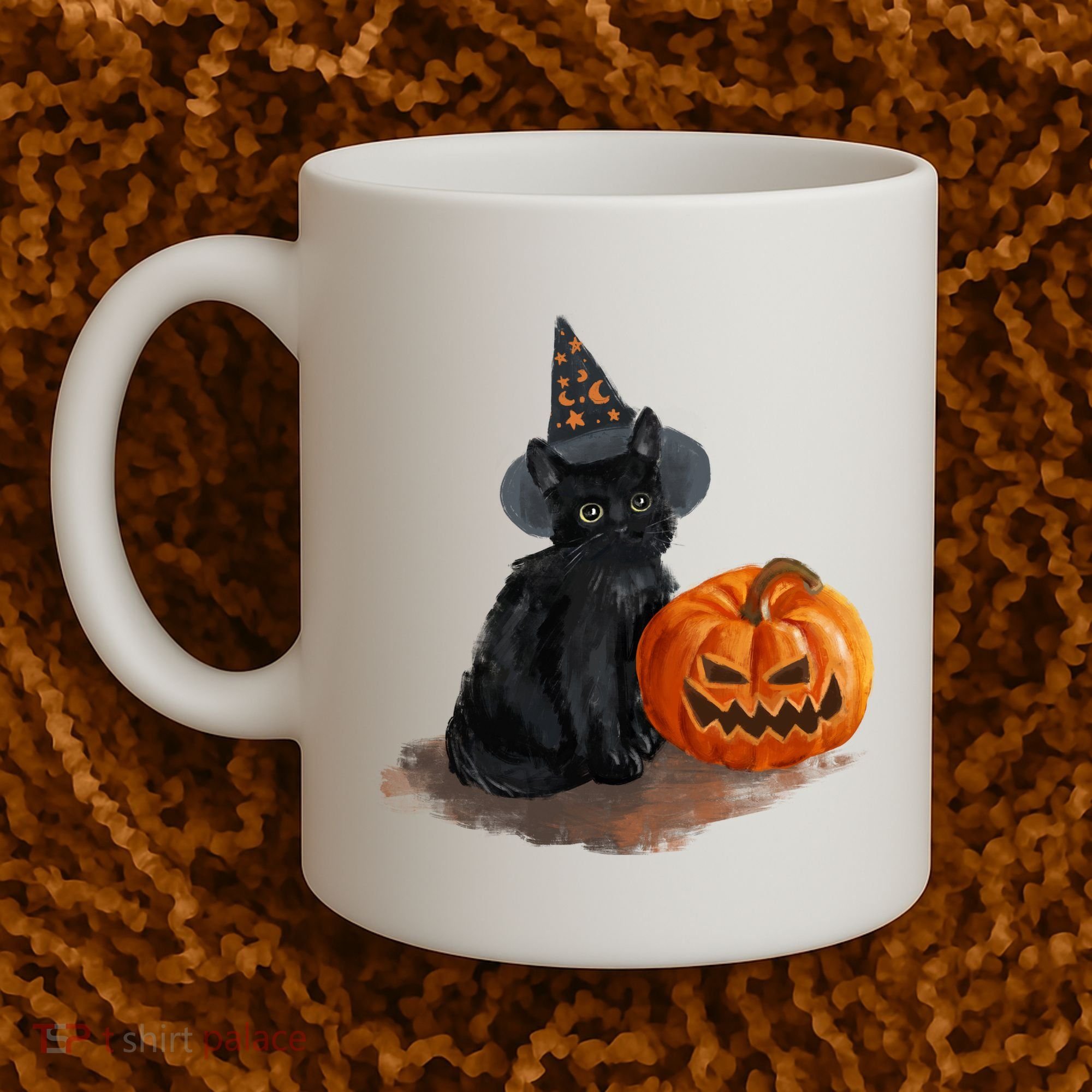 Halloween Pumpkin Black Cat Coffee Mug