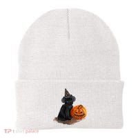 Halloween Pumpkin Black Cat Beanie thumb 0