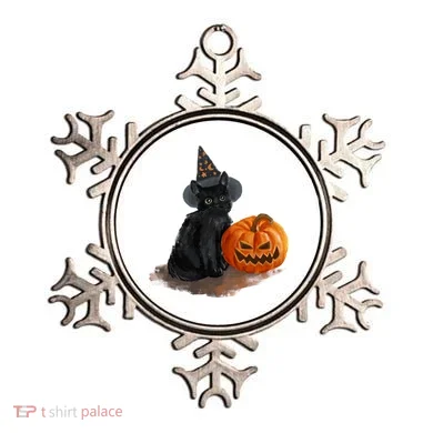 Halloween Pumpkin Black Cat Ornament