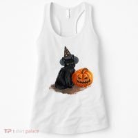 Halloween Pumpkin Black Cat Women's Tank Top thumb 0