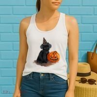 Halloween Pumpkin Black Cat Women's Tank Top thumb 2