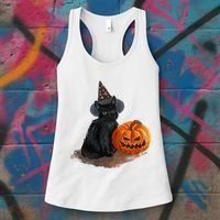 Halloween Pumpkin Black Cat Women's Tank Top thumb 3