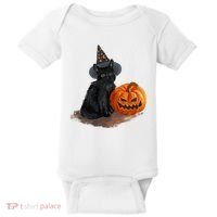 Halloween Pumpkin Black Cat Baby Bodysuit thumb 0