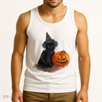 Halloween Pumpkin Black Cat Tank Top thumb 3