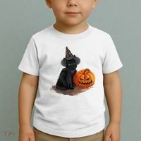 Halloween Pumpkin Black Cat Toddler T-Shirt thumb 2