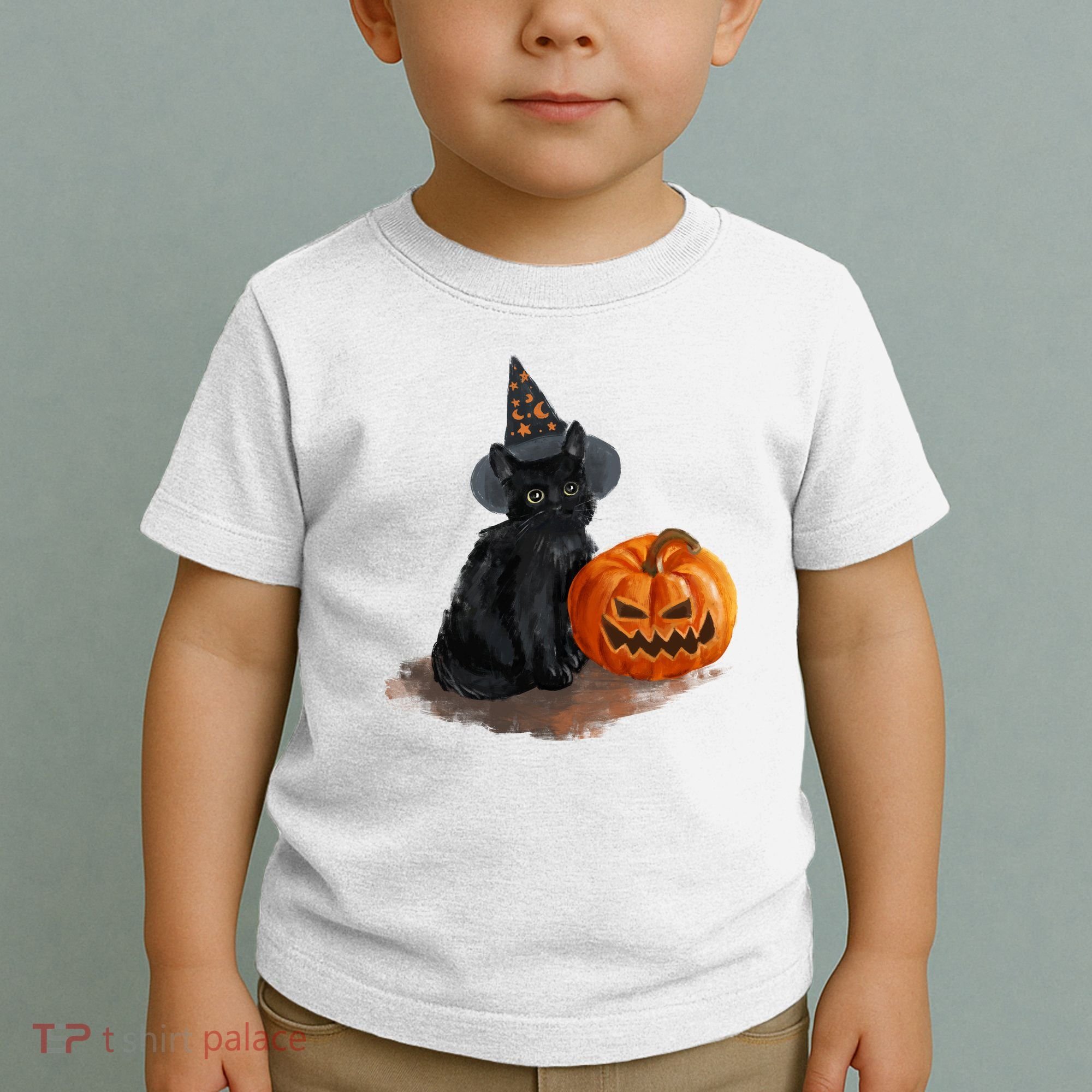 Halloween Pumpkin Black Cat Toddler T-Shirt
