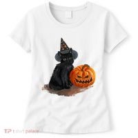 Halloween Pumpkin Black Cat Women's T-Shirt thumb 0