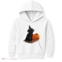 Halloween Pumpkin Black Cat Kids Hoodie thumb 0