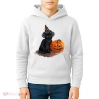 Halloween Pumpkin Black Cat Kids Hoodie thumb 4