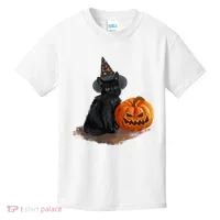 Halloween Pumpkin Black Cat Kids T-Shirt thumb 0