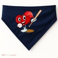 Heart Playing Baseball Valentines Day Sports Boy USA-Made Doggie Bandana thumb 0