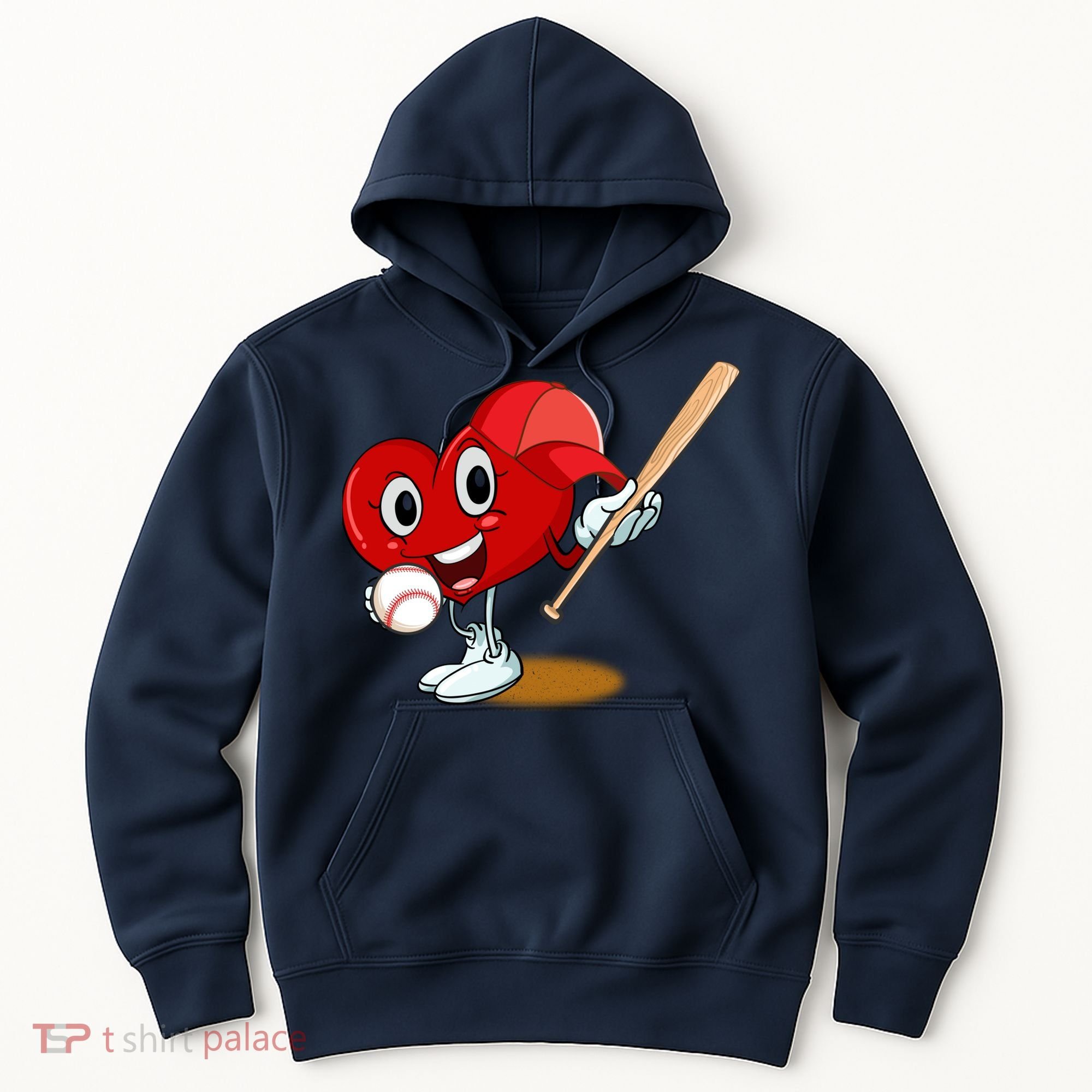 Heart Playing Baseball Valentines Day Sports Boy Hoodie
