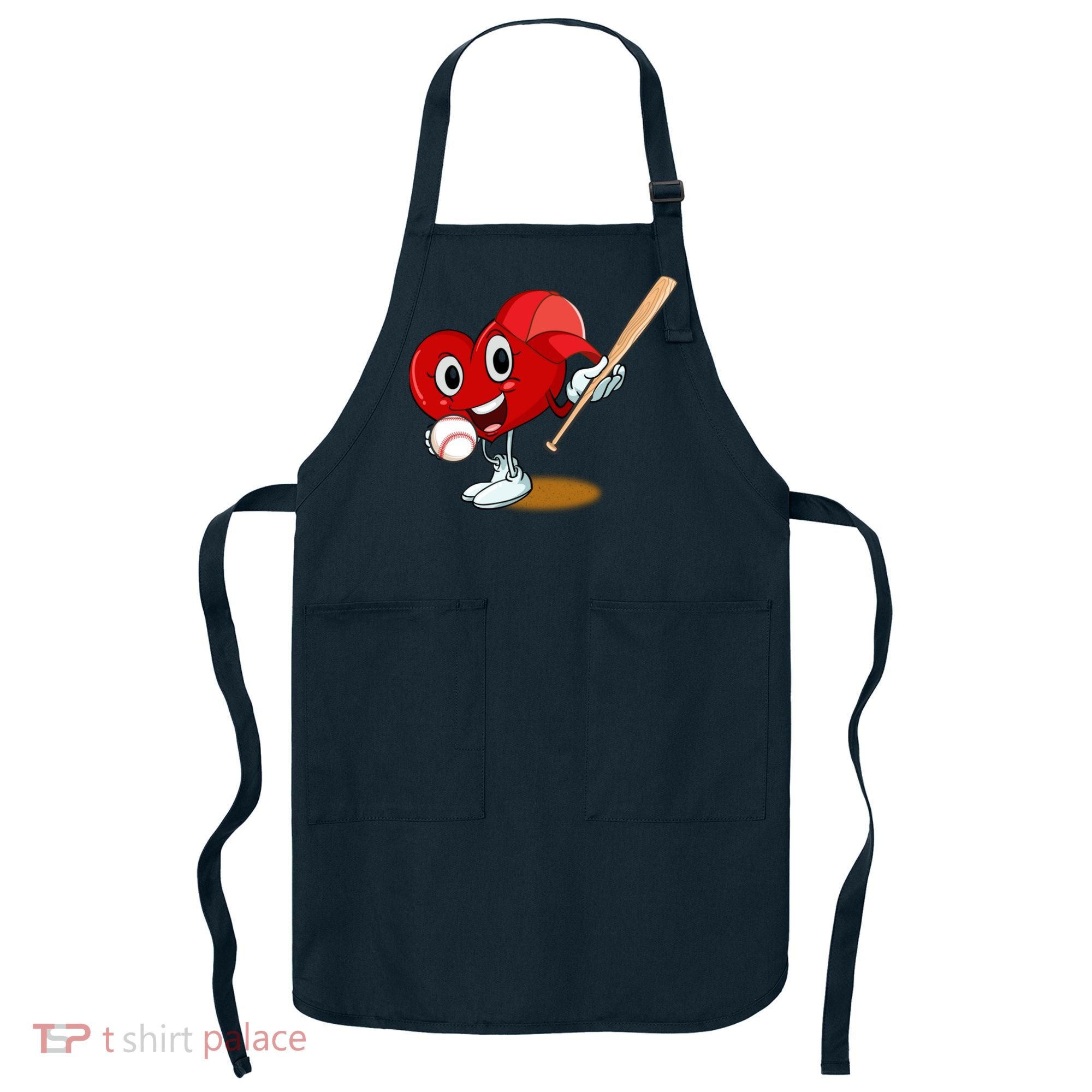 Heart Playing Baseball Valentines Day Sports Boy Apron
