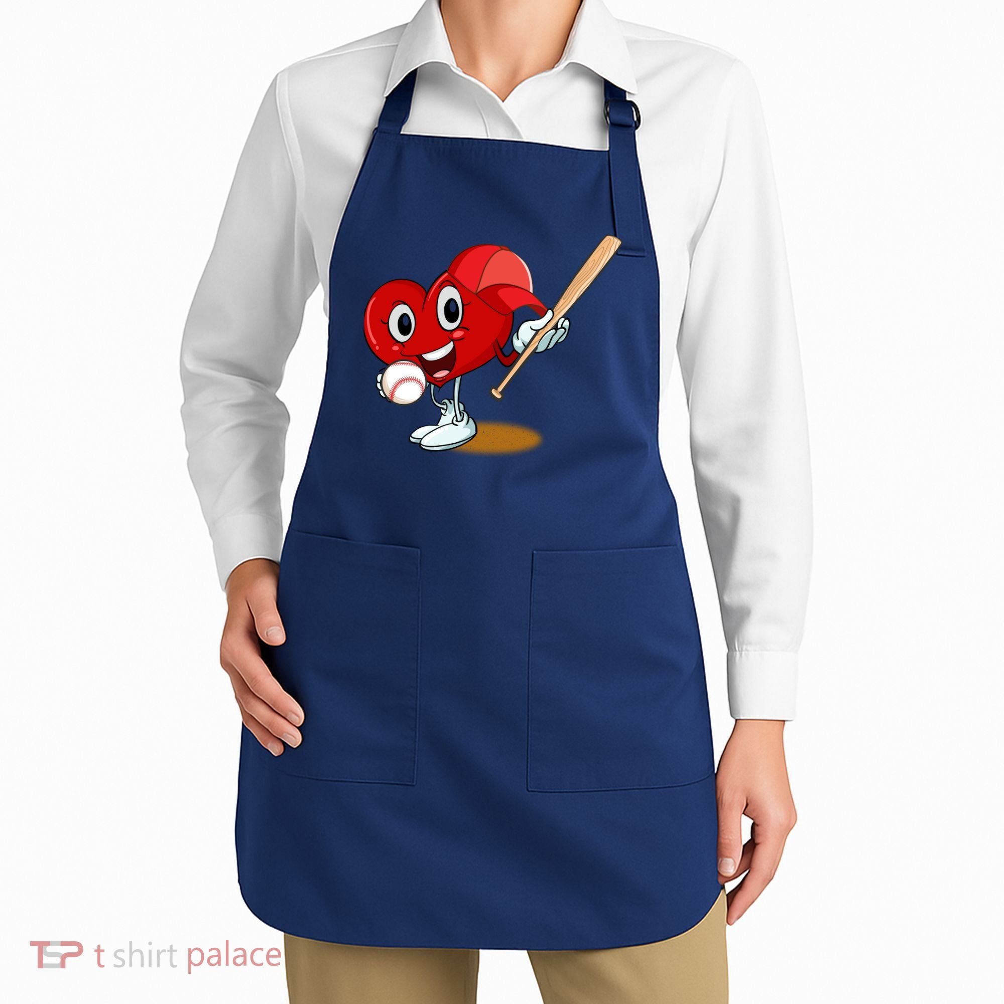 Heart Playing Baseball Valentines Day Sports Boy Apron