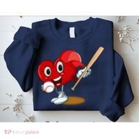 Heart Playing Baseball Valentines Day Sports Boy Sweatshirt thumb 2