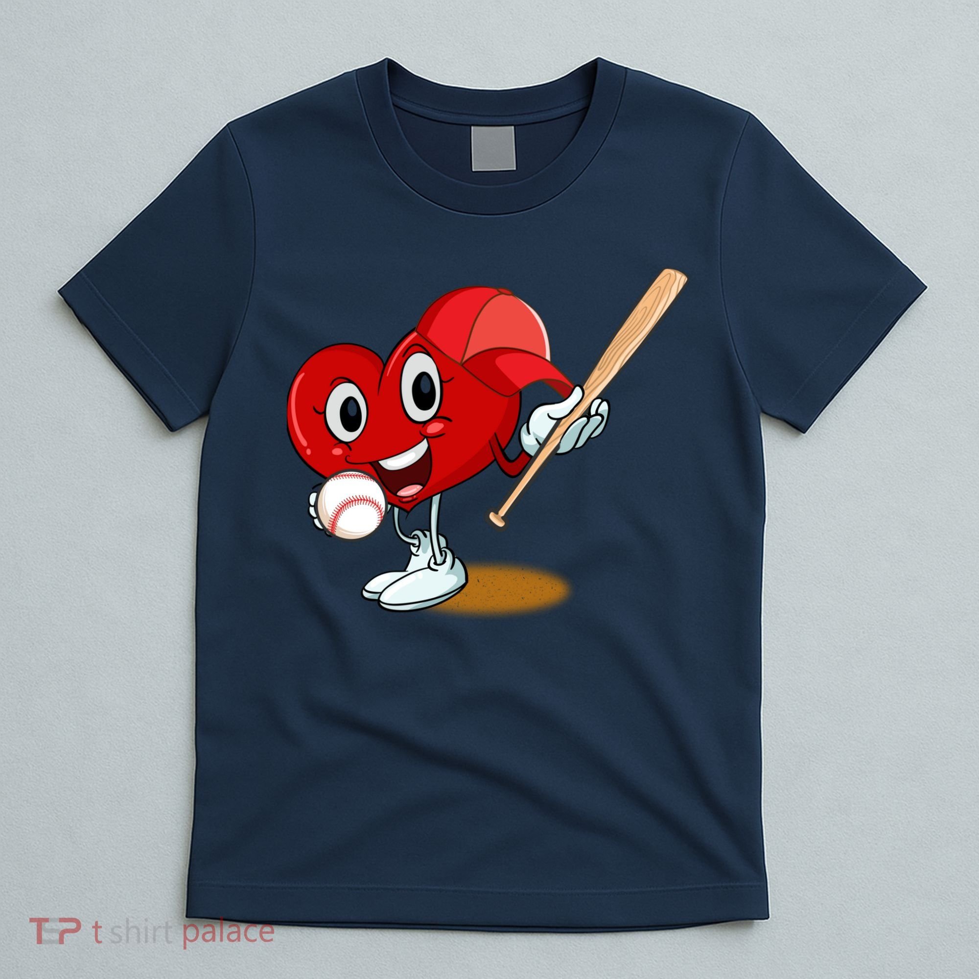 Heart Playing Baseball Valentines Day Sports Boy T-Shirt