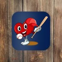 Heart Playing Baseball Valentines Day Sports Boy Coaster thumb 0