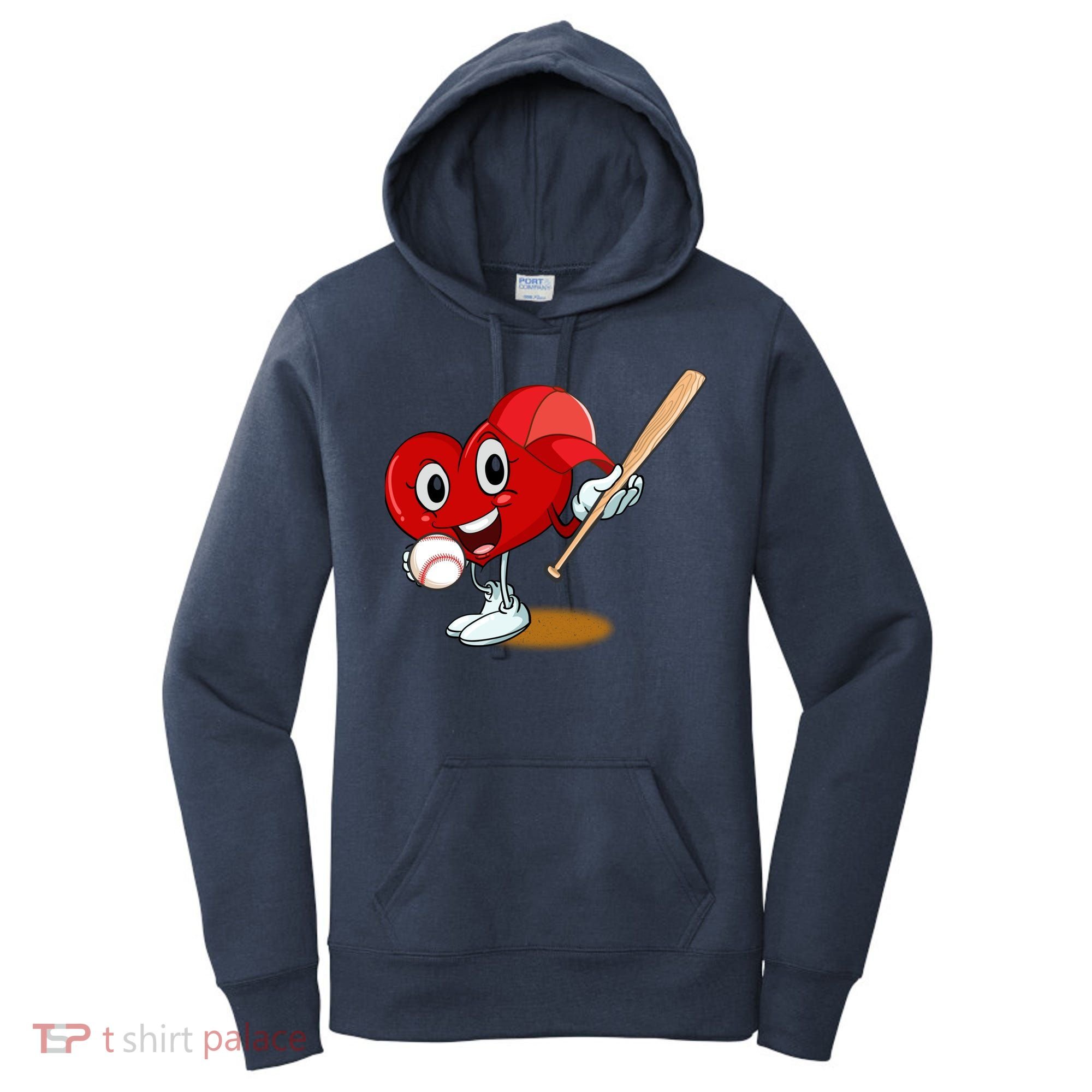 Heart Playing Baseball Valentines Day Sports Boy Women's Hoodie