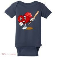 Heart Playing Baseball Valentines Day Sports Boy Baby Bodysuit thumb 0
