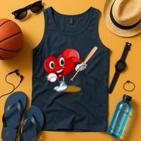 Heart Playing Baseball Valentines Day Sports Boy Tank Top thumb 4