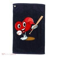 Heart Playing Baseball Valentines Day Sports Boy Golf Towel thumb 0