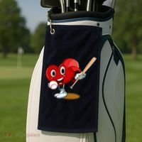 Heart Playing Baseball Valentines Day Sports Boy Golf Towel thumb 2