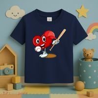 Heart Playing Baseball Valentines Day Sports Boy Toddler T-Shirt thumb 3