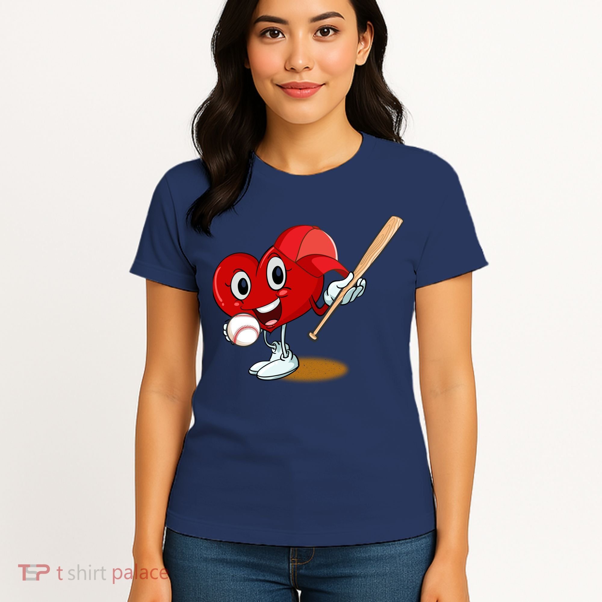 Heart Playing Baseball Valentines Day Sports Boy Women's T-Shirt