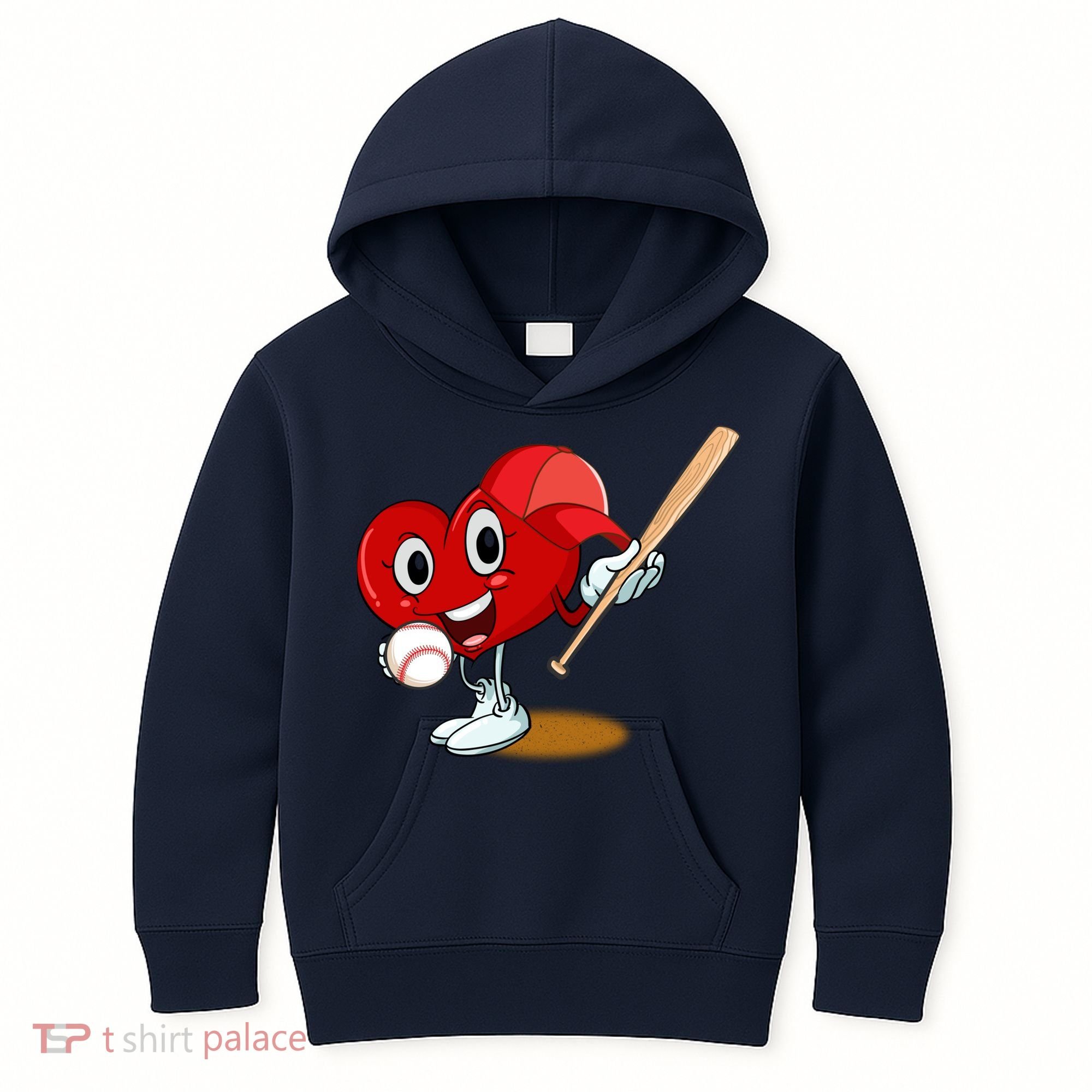 Heart Playing Baseball Valentines Day Sports Boy Kids Hoodie