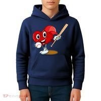 Heart Playing Baseball Valentines Day Sports Boy Kids Hoodie thumb 4