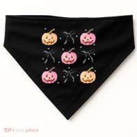 Halloween Pumpkin Black Bows Cute USA-Made Doggie Bandana thumb 0