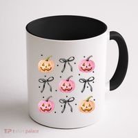 Halloween Pumpkin Black Bows Cute Coffee Mug thumb 1