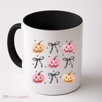 Halloween Pumpkin Black Bows Cute Coffee Mug thumb 0