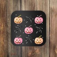 Halloween Pumpkin Black Bows Cute Coaster thumb 0