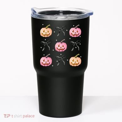Halloween Pumpkin Black Bows Cute Tumbler