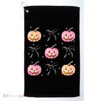 Halloween Pumpkin Black Bows Cute Golf Towel thumb 0