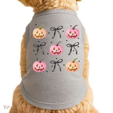 Halloween Pumpkin Black Bows Cute Doggie Tank